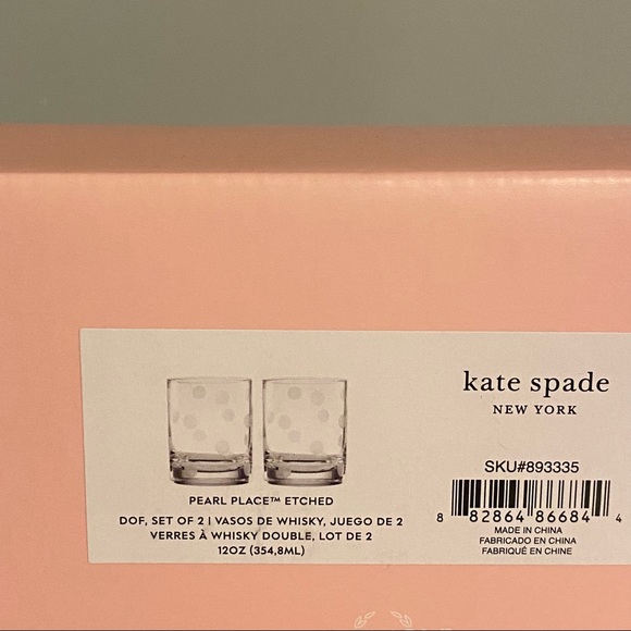 ✨2x HP✨Kate Spade Pearl Place Etched Double Old Fashioned Glasses NIB - Picture 8 of 8